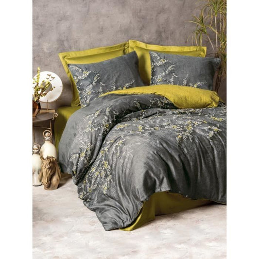 Bedding set - 1 duvet cover 220 x 240 cm + 2 pillowcases 60 x 60 cm - 100% cotton satin - Anthracite