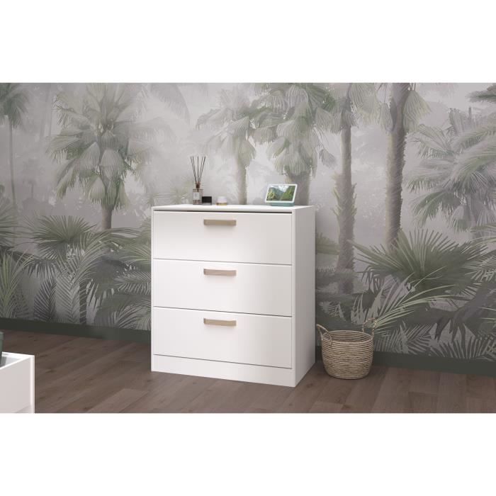 DREAM 3-drawer chest of drawers - Particle board - White decor - L79.7 x H87.8 x D43.8 cm