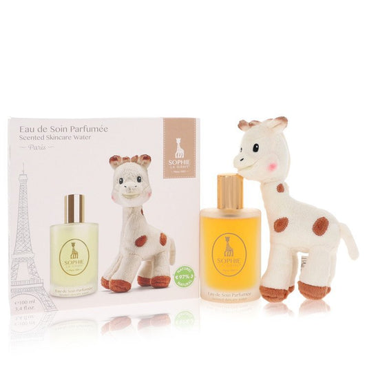Sophie La Girafe Eau de Soin Parfumee by Sophie La Girafe Gift Set -- 3.4 oz Scented Skincare Water (Alcohol-Free) + 1 Sophie La Girafe Soft Toy (Women)