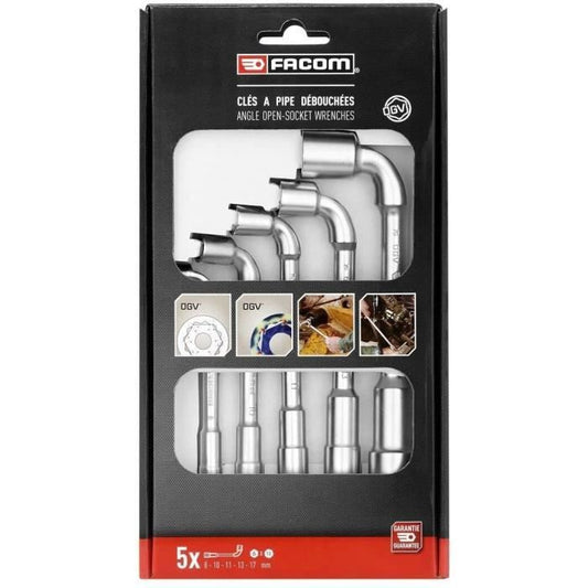Box of 5 pipes with pipes profiles 12 sides x 6 sides facom - 76.j5pb - 1 side for decreased recovery + 1 power side and resistance