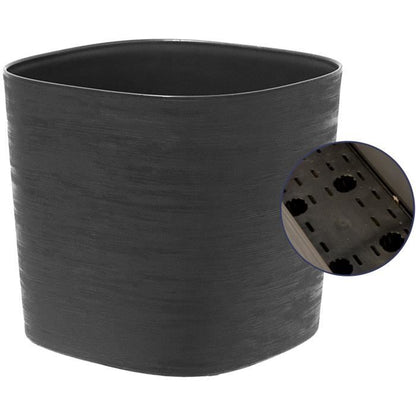 Pot with water reserve - GARDEN ID Respect - Black-Anth 20 x 20 cm - 100% household waste - 100% recyclable - Structured surface.