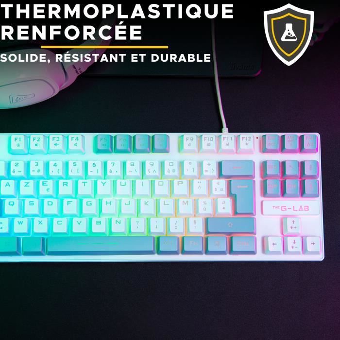 Gaming Keyboard - The G-Lab - KEYZ CAESIUM - RGB - White & gray - TKL