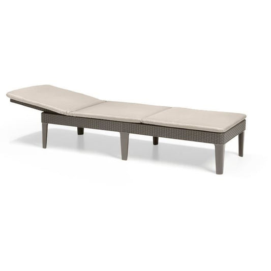 ALLIBERT by KETER - Jaipur 4-position sun lounger with cushion - rattan imitation - cappuccino color.