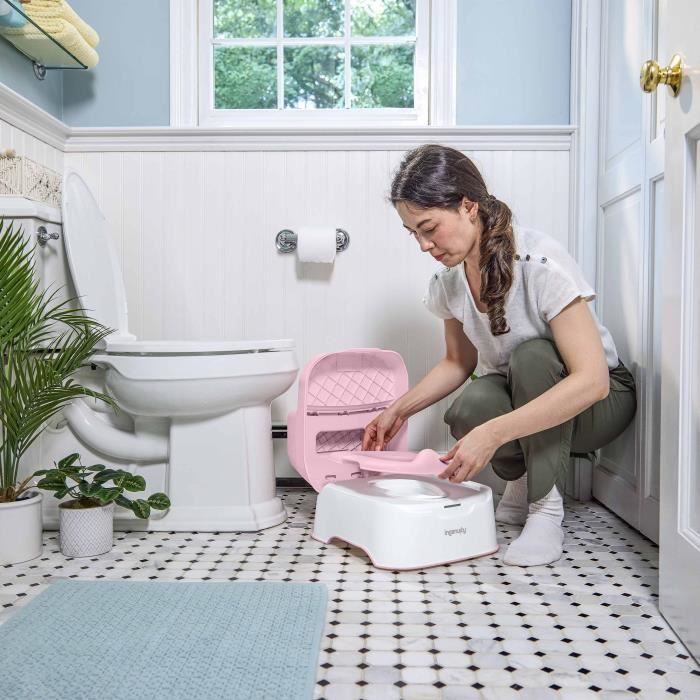 INGENUITY Step Stool and Potty Trainer with Removable Bowl, Non-Slip, Ergonomic Seat, Pink