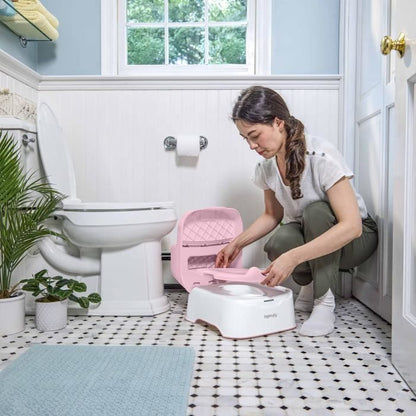 INGENUITY Step Stool and Potty Trainer with Removable Bowl, Non-Slip, Ergonomic Seat, Pink