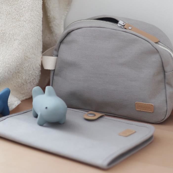 BEABA, pearl gray canvas baby toiletry bag