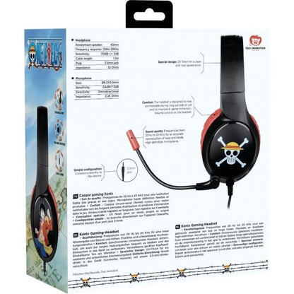 Wired gaming headset - KONIX - One Piece - PC, PS4, PS5, Switch and Xbox - Microphone - 1.5 m cable - 3.5 mm jack socket - Luffy