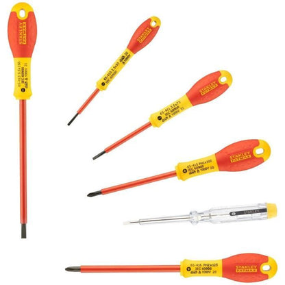 Set of 6 Insulated Screwdrivers 1000V - STANLEY FATMAX - 0-65-441 - Electrician + Philipps + Tester