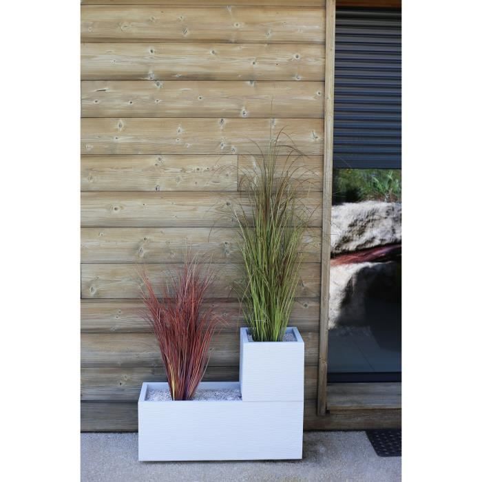EDA Plastic Jardiniere Graphit Up - 57 L - Dimensions 79.5 x 29.5 x 29.5 cm - Céruse white
