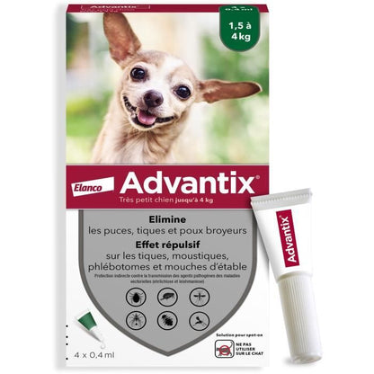 ADVANTIX 4 antiparasitic pipettes - For very small dogs from 1.5 to 4kg
