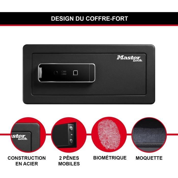 Master Lock LX110Beurhro Biometric safe to protect goods from values, black, 19.5 x 43 x 37 cm