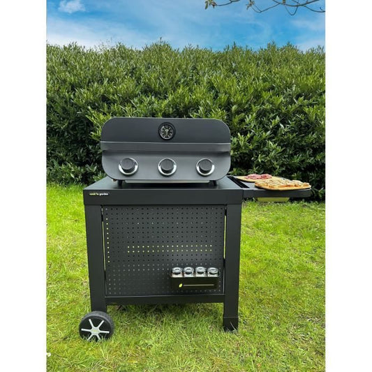 COOK'IN GARDEN REVA 110 PREMIUM serving trolley - 100% metal - Work surface (L.108 x W.55 cm) - 1 low shelf, 1 skirt, 1 splashback