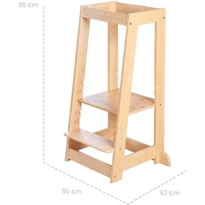 Montessori Learning Tower - ROBA - FSC Certified Bamboo - Adjustable to 3 Height Levels - Up to 80 Kg - Natural