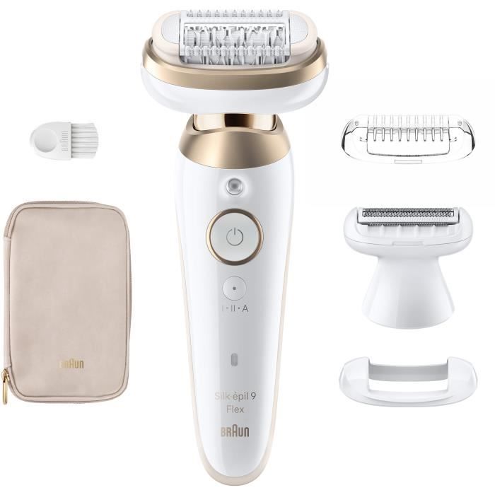 Electric epilator - BRAUN - Silk-épil 9 Flex - Easy hair removal - 9-041 3D - White / Gold
