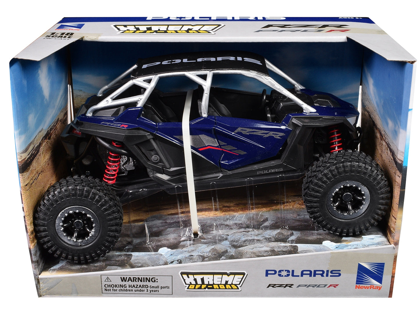 Polaris RZR Pro R UTV Blue with Black Top "Xtreme Off-Road" Series 1/18 Diecast Model by New Ray