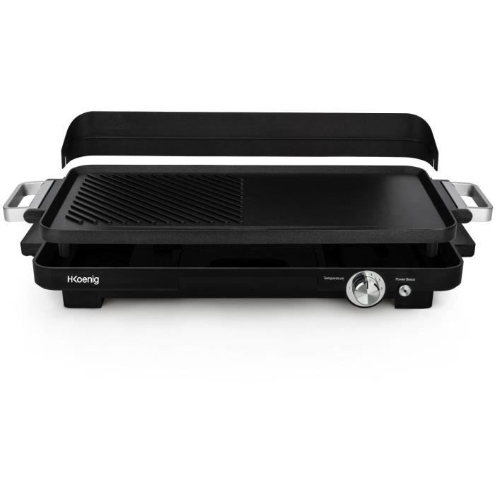 Hkoenig GRX330 - Double zones plancha - 50x25cm - 1800W - Anti -adhesive revealing - Grill Turbo Function - Adjustable thermostat