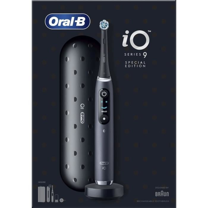 Oral -B io 9 - black electric teeth brush - Bluetooth connected, 1 brush, 1 charger travel case, 1 magnetic pouch