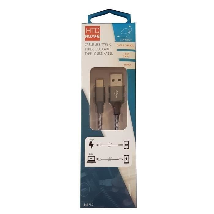 M500 Charging cable and data with USB adapter type C 2.4 A - Aluminum connectors, reinforced braided cable 1.5 m
