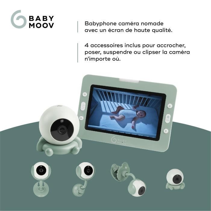 YOO Go+ Babyphone Camera - Large 5 720P HD Screen - Rechargeable Battery, 8h Battery Life - 4 Camera Support Accessories Included