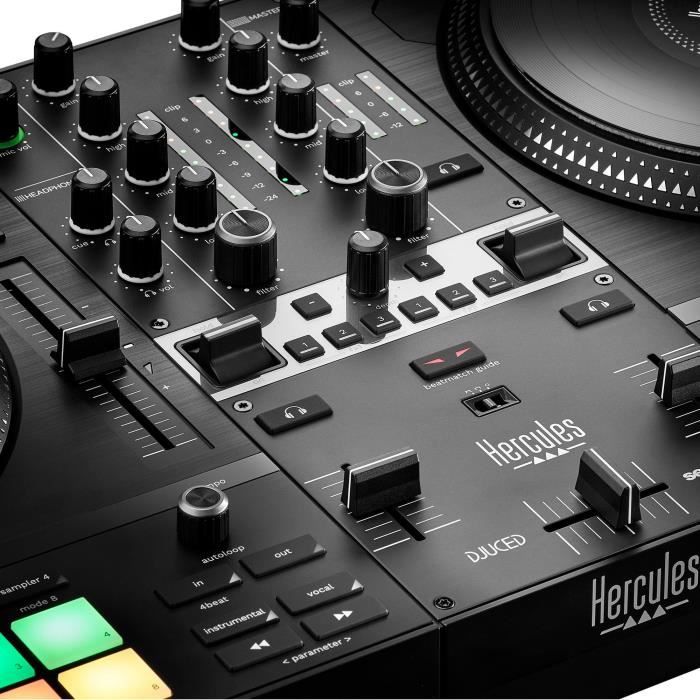 HERCULES DJCONTROL INPULSE T7 - Black motorized DJ controller with two decks