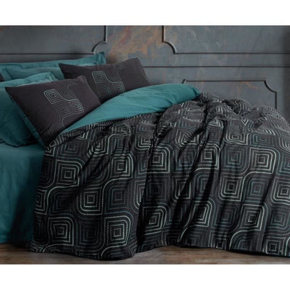 Bedding set - 1 duvet cover 220 x 240 cm + 2 pillowcases 60 x 60 cm - 100% cotton - Blue