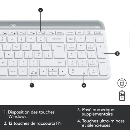 LOGITECH - MK470 Wireless Keyboard + Mouse Set - AZERTY - White