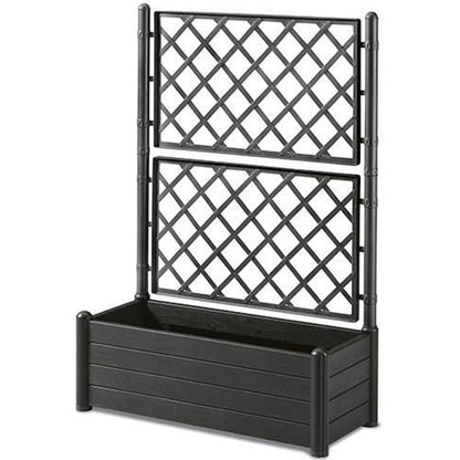 STEFANPLAST Rectangular flower box with trellis - Wood finish - 100 x 43 x H 142 cm - 80 L - graphite
