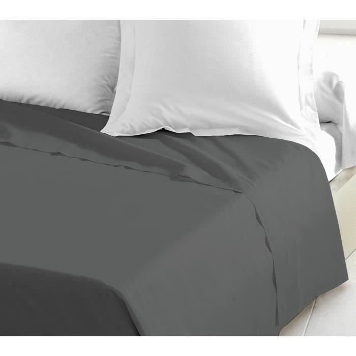 LOVELY HOME Flat sheet 100% cotton 180x290 cm dark gray