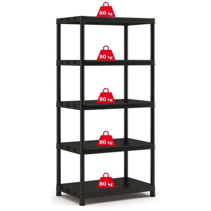 Keter | Etagere Plus X/5, Etageres, Noir, 90 x 60 x 187 cm