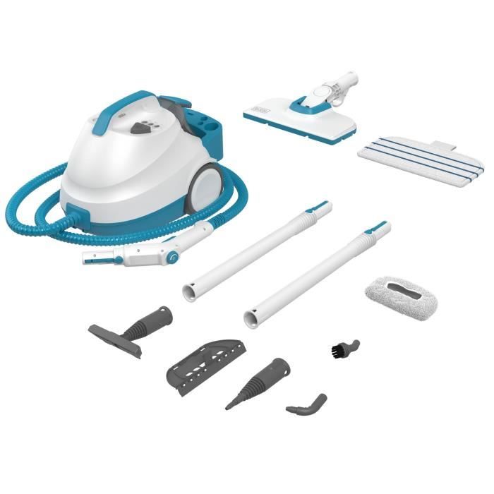 Multifunction steam cleaner - BLACK & DECKER BHSMP2008-QS - 2000 W - 8 accessories - 4 bars - White / gray / blue