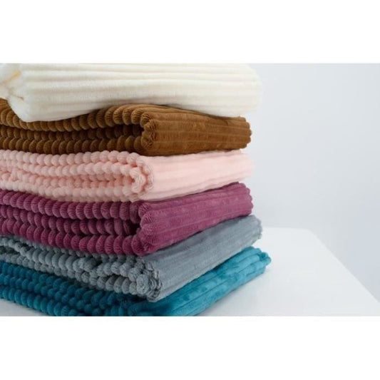 Boudoir blanket - DOMIVA - Grey blue - 75 x 100 cm - Corduroy, soft and warm