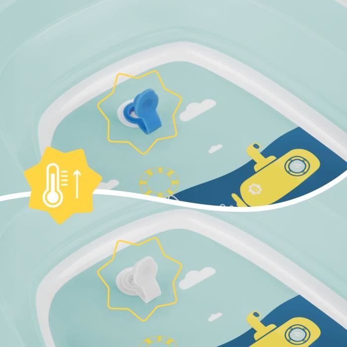 BADABULLE Foldable bathtub, 35L, super compact, heat indicator drain plug, fun design