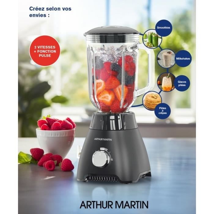 Glass blender - ARTHUR MARTIN - AMPB40 - 1.5L - 400W - 2 speeds + pulse