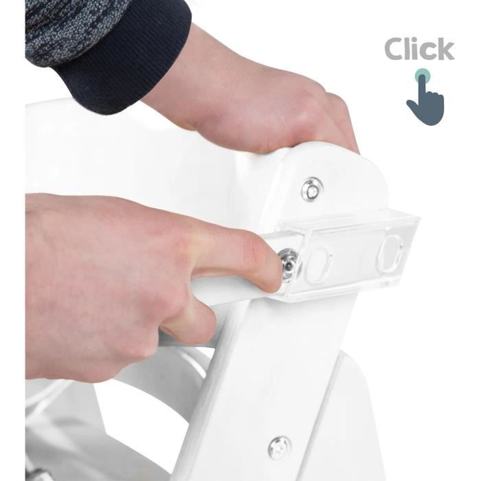 High chair - ROBA - SIT UP CLICK & FUN - Removable meal tray - Adjustable height - Up to 70 kg - White lacquered wood