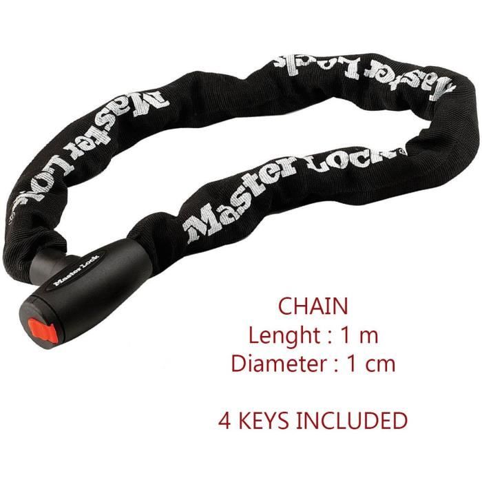 Motorcycle anti-theft device - MASTER LOCK - 10 mm hardened steel chain - 1 m long