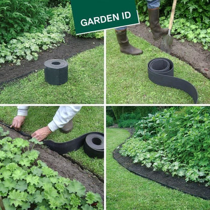 Recycled rubber garden edging - GARDEN ID Eco Border - 5 m H20 cm - Indestructible - Flexible, straight or curved installation.