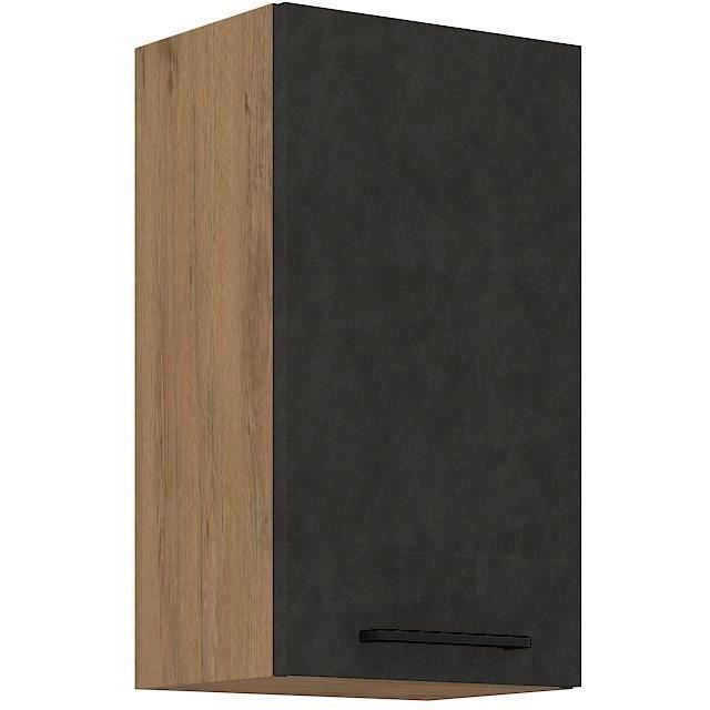ROCK tall unit - Melamine with lancelot oak and matera gray decor - 1 door - L40 x H72 cm