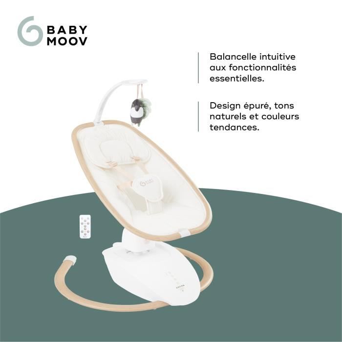 Babymoov Swoon Hoop Baby Swing - Remote Control Included, Ultra Comfort, Sleek Design, 90° Rotating Seat, Play Arch