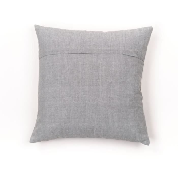 Cushion - TODAY - CHARME - Slub x Chambray x Pompon Capucune - 40 x 40 cm