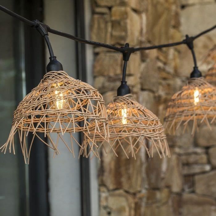 String lights - LUMISKY - Hawaii Light - Connectable - Outdoor - Polyrattan lampshade - 10 E27 LED filament bulbs