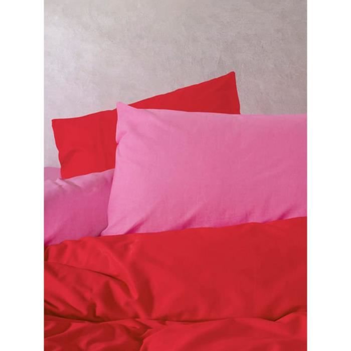 Bedding set - 1 duvet cover 220 x 240 cm + 2 pillowcases 60 x 60 cm - 100% cotton - Red