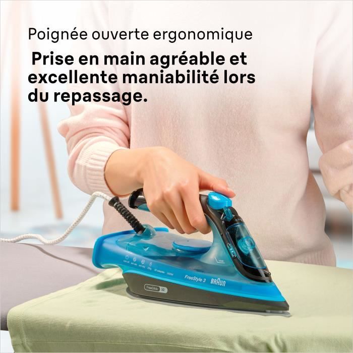 Braun FI3194 BK Freestyle 3 - Steam iron - Power 2400 W - Constant steam 45 g/min Pressing 200g/min - Superceramic sole