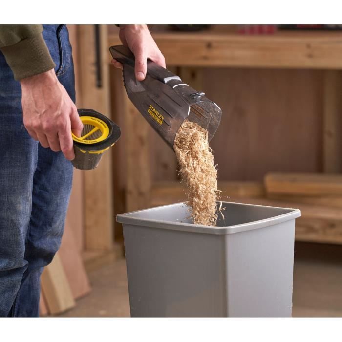 Cordless handheld vacuum cleaner - 18V - 45 Air Watts, 1300 L/min, 500 ml - V20 range - STANLEY FATMAX, SFMCVH001B-XJ