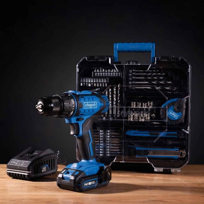 20V IXES Cordless Drill Driver + 1 x 2 Ah battery, charger, case including 74 accessories - C-DTB74/1-X