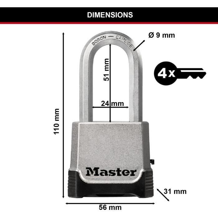Combination padlock - 56mm - zinc