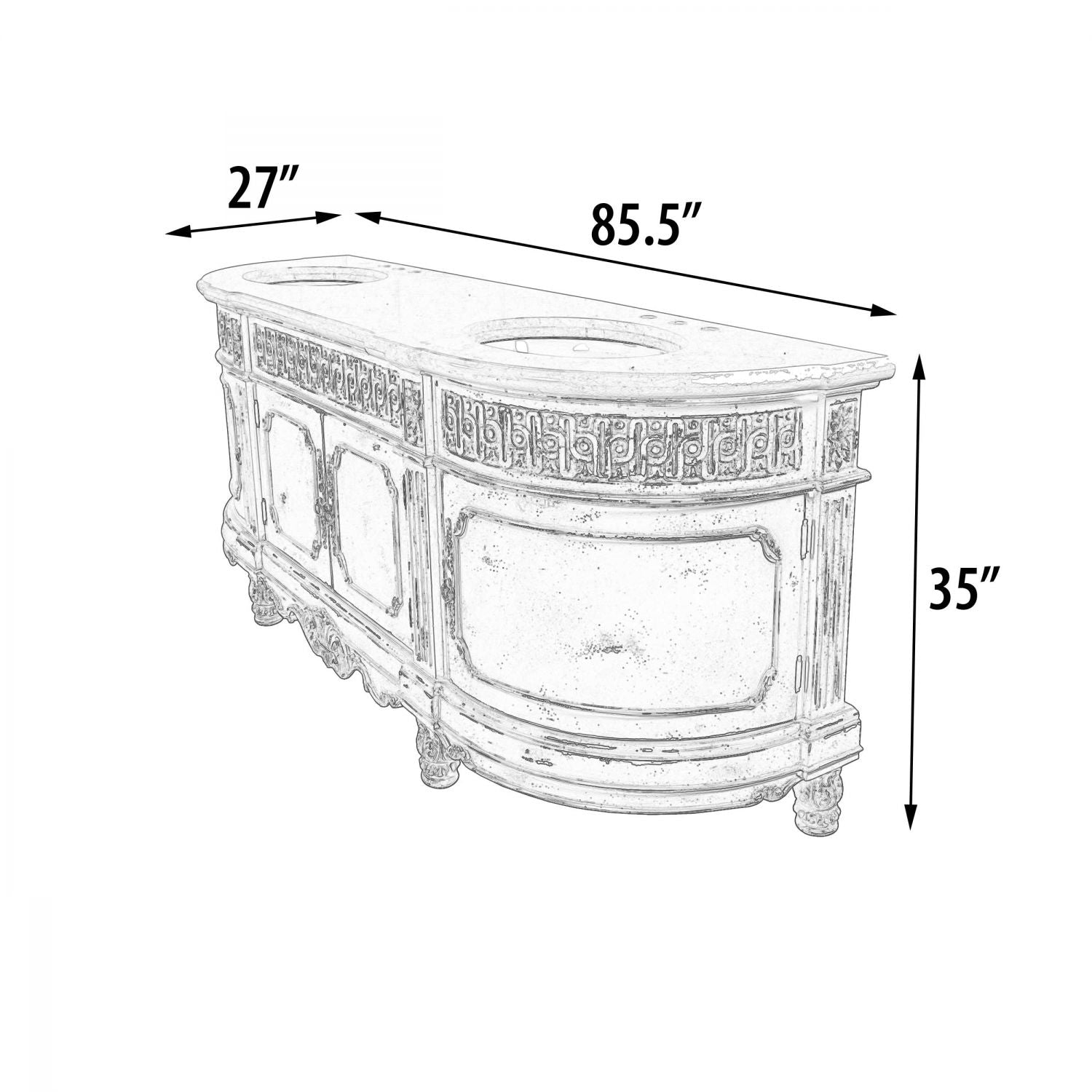 Essex Parchment Double Vanity 84 inch