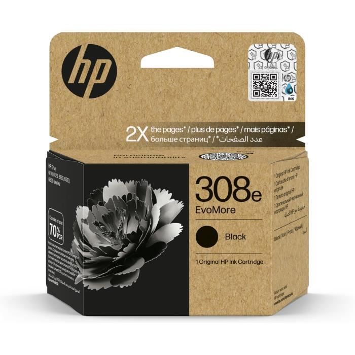 HP 308e Black EvoMore Original Ink Cartridge (7FP22UE) for HP Envy 6110, 6120, 6130, 6520, 6530