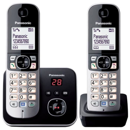 Panasonic KX-TG6822 Duo Cordless Phones Answering Machine Black Gray