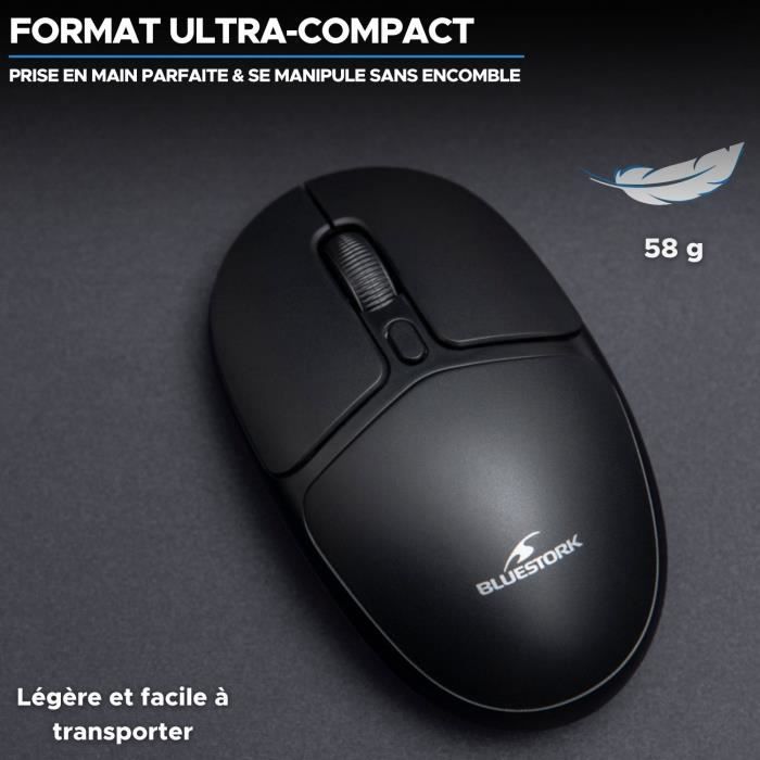 Wireless Mouse - BLUESTORK - Office 25 - PC/MAC - Black - 2.4 GHz Connection - Long Battery Life
