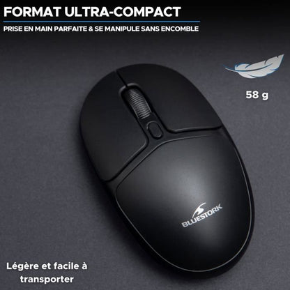 Wireless Mouse - BLUESTORK - Office 25 - PC/MAC - Black - 2.4 GHz Connection - Long Battery Life